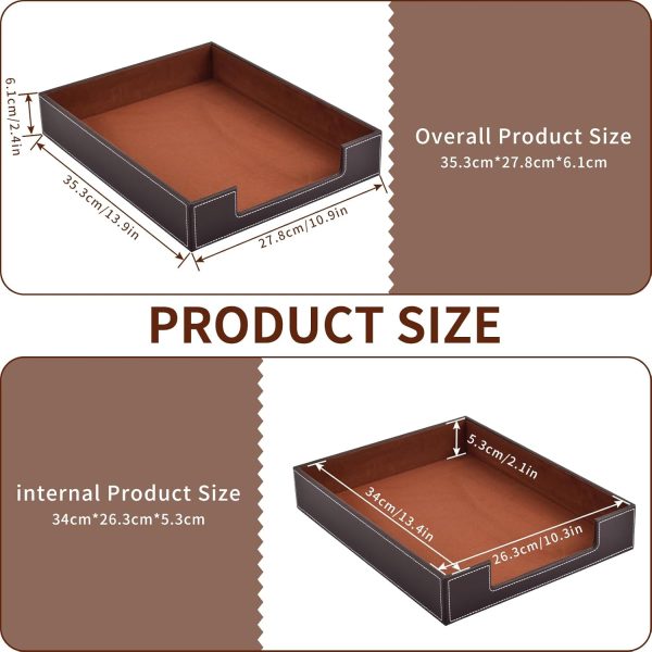 Leather Letter Tray, Office Supplies Desk Organizer for Mail Paper Files Magazines Jewelry Cosmetics,Luxury Letter Holder&Multipurpos Stackable Office Desktop Storage Box,Coffee - Image 6