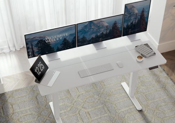 Seang Standing Desk with Adjustable Height, Electric Stand Up Desk 55x24 Inch for Home Office, Studio, Computer Workstation, White - Image 2
