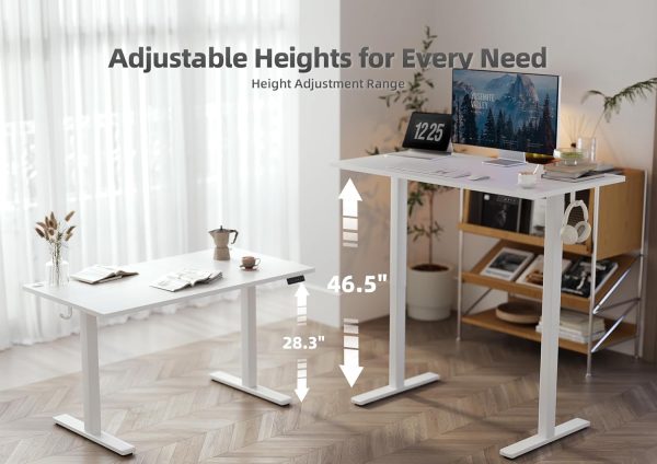 Seang Standing Desk with Adjustable Height, Electric Stand Up Desk 55x24 Inch for Home Office, Studio, Computer Workstation, White - Image 4