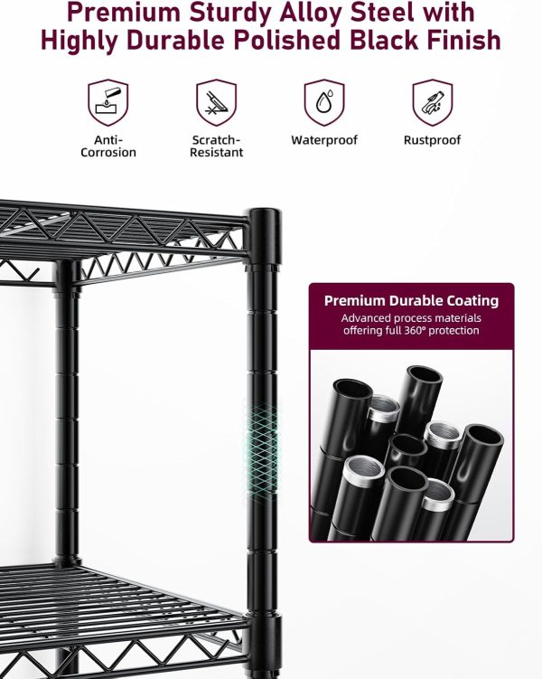 Simple Deluxe 5-Tier Heavy Duty Storage Shelving Unit, 1250 Lbs Loading Capacity, 29.92" W x 13.98" D x 61.02" H, Black - Image 5